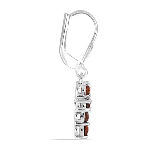 BUY REAL GARNET GEMSTONE CROSS EARRINGS IN 925 SILVER